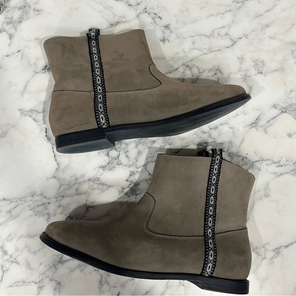 Fortress of Inca tan leather slip on ankle boots black Peruvian woven detail 9 - Picture 6 of 11